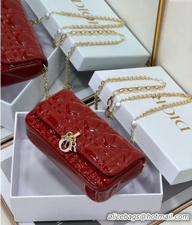 Grade Quality Dior My Dior - Dior Talk Phone Pouch in Patent Cannage Calfskin 9134 Red 2025