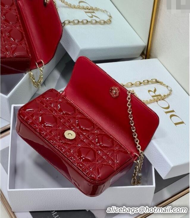 Grade Quality Dior My Dior - Dior Talk Phone Pouch in Patent Cannage Calfskin 9134 Red 2025