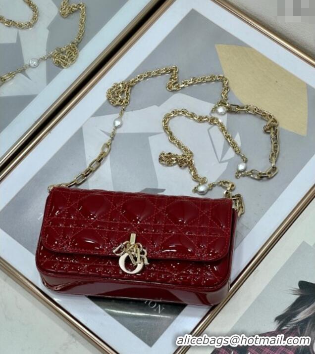 Grade Quality Dior My Dior - Dior Talk Phone Pouch in Patent Cannage Calfskin 9134 Red 2025