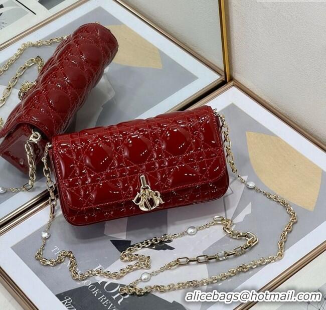 Grade Quality Dior My Dior - Dior Talk Phone Pouch in Patent Cannage Calfskin 9134 Red 2025