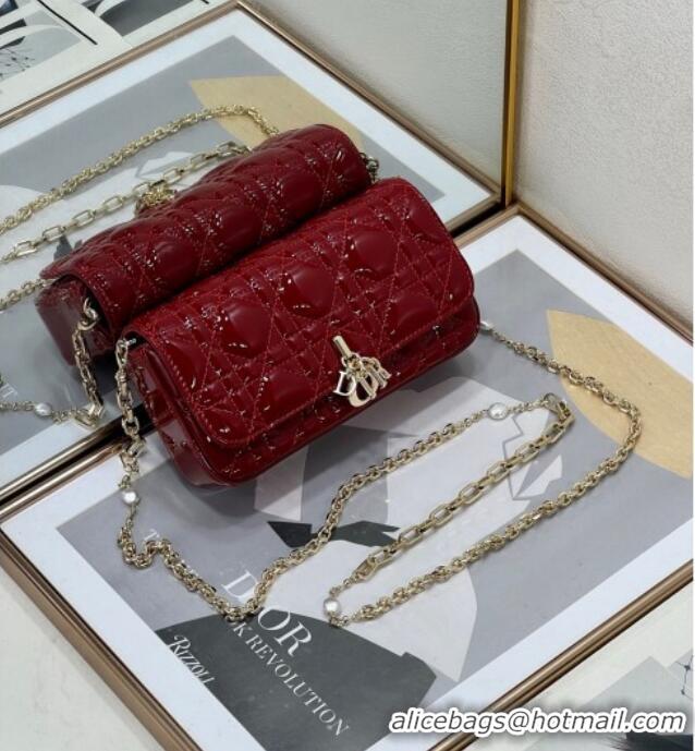 Grade Quality Dior My Dior - Dior Talk Phone Pouch in Patent Cannage Calfskin 9134 Red 2025