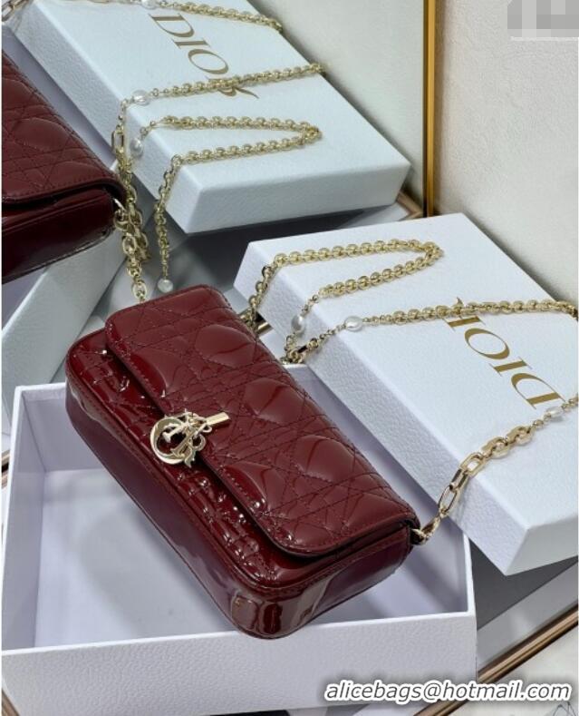 Most Popular Dior My Dior - Dior Talk Phone Pouch in Patent Cannage Calfskin 9134 Burgundy 2025