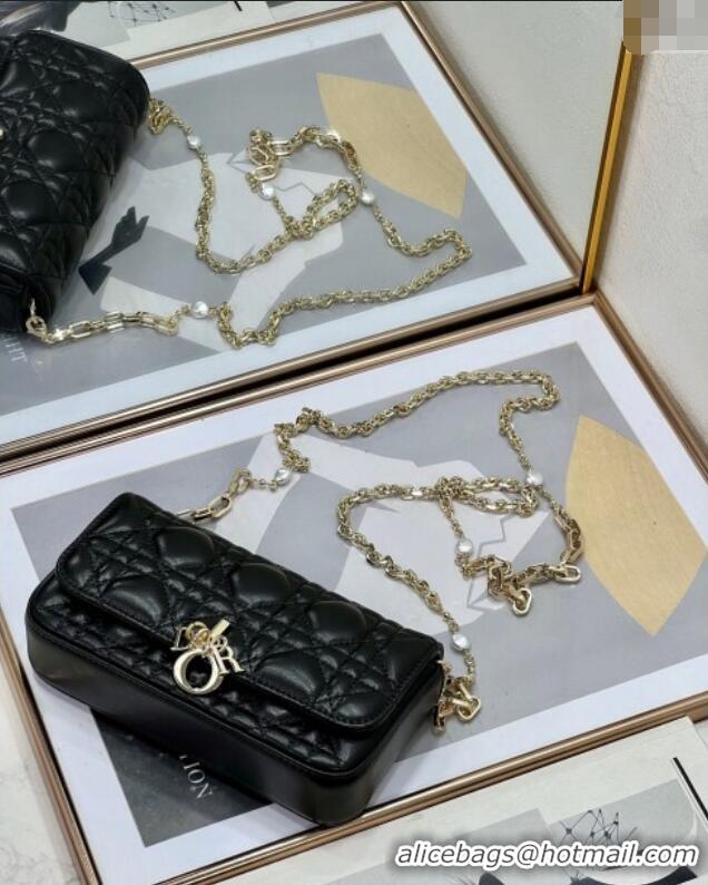 Top Grade Dior My Dior - Dior Talk Phone Pouch in Cannage Lambskin Leather 9134 Black 2025