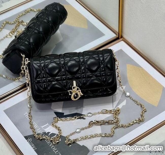Top Grade Dior My Dior - Dior Talk Phone Pouch in Cannage Lambskin Leather 9134 Black 2025