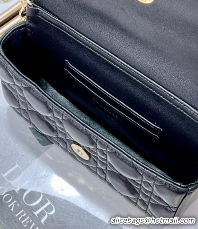 Top Grade Dior My Dior - Dior Talk Phone Pouch in Cannage Lambskin Leather 9134 Black 2025