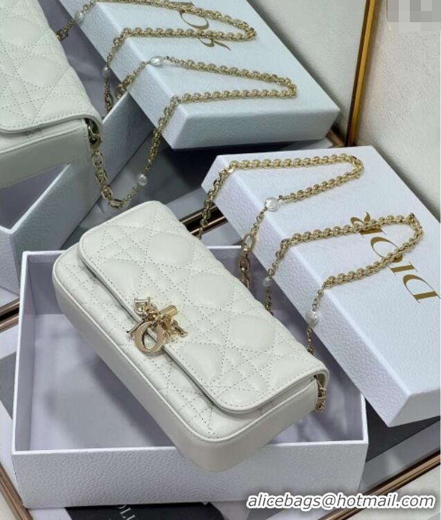 Top Quality Dior My Dior - Dior Talk Phone Pouch in Cannage Lambskin Leather 9134 White 2025