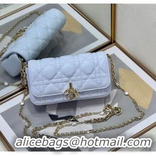 Luxury Cheap Dior My Dior - Dior Talk Phone Pouch in Cannage Lambskin Leather 9134 Ice Blue 2025
