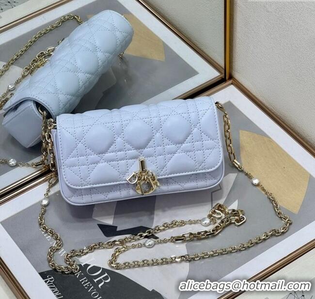 Luxury Cheap Dior My Dior - Dior Talk Phone Pouch in Cannage Lambskin Leather 9134 Ice Blue 2025