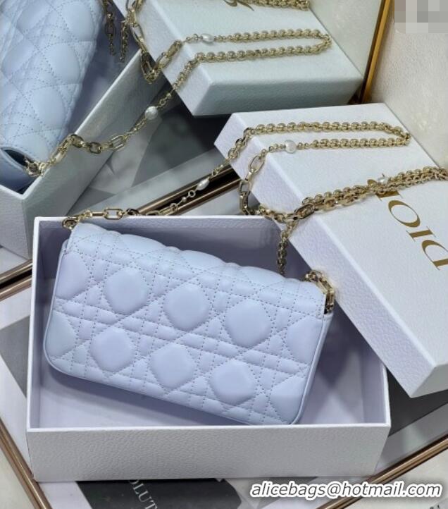 Luxury Cheap Dior My Dior - Dior Talk Phone Pouch in Cannage Lambskin Leather 9134 Ice Blue 2025
