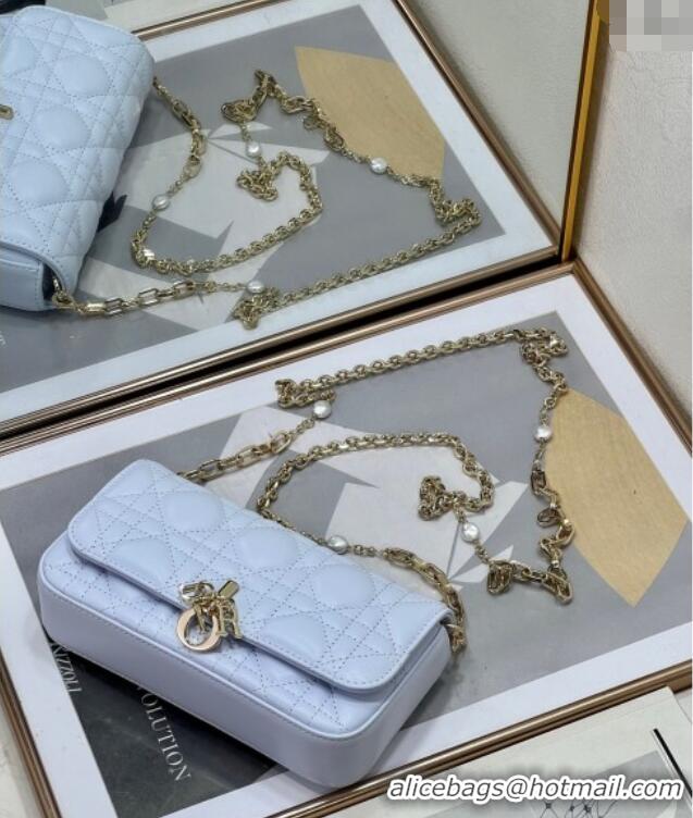 Luxury Cheap Dior My Dior - Dior Talk Phone Pouch in Cannage Lambskin Leather 9134 Ice Blue 2025