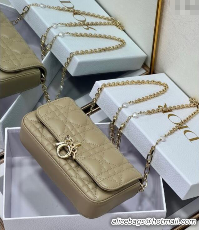 Cheapest Dior My Dior - Dior Talk Phone Pouch in Cannage Lambskin Leather 9134 Cream Apricot 2025