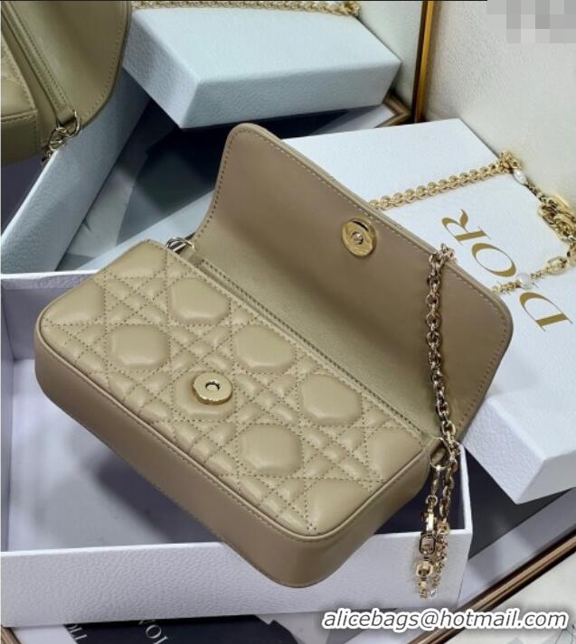 Cheapest Dior My Dior - Dior Talk Phone Pouch in Cannage Lambskin Leather 9134 Cream Apricot 2025