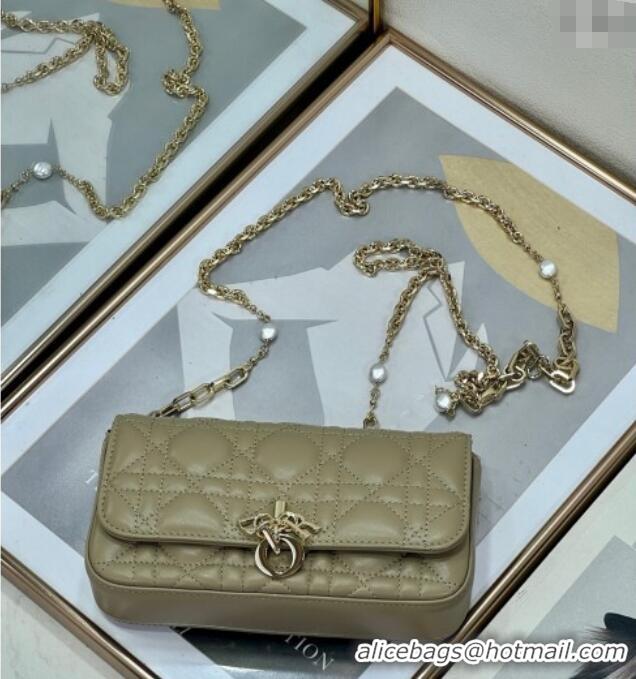 Cheapest Dior My Dior - Dior Talk Phone Pouch in Cannage Lambskin Leather 9134 Cream Apricot 2025
