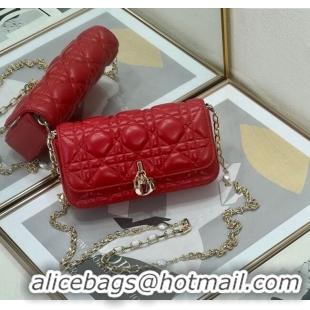 Fashion Discount Dior My Dior - Dior Talk Phone Pouch in Cannage Lambskin Leather 9134 Red 2025
