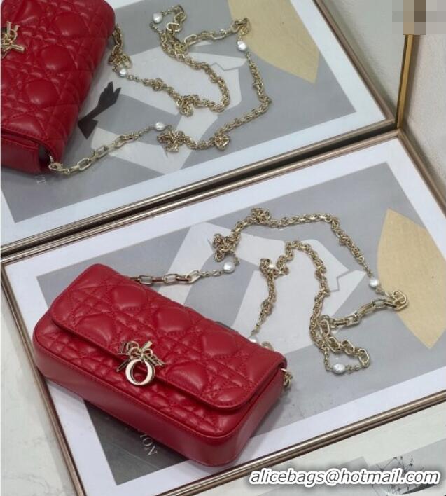 Fashion Discount Dior My Dior - Dior Talk Phone Pouch in Cannage Lambskin Leather 9134 Red 2025