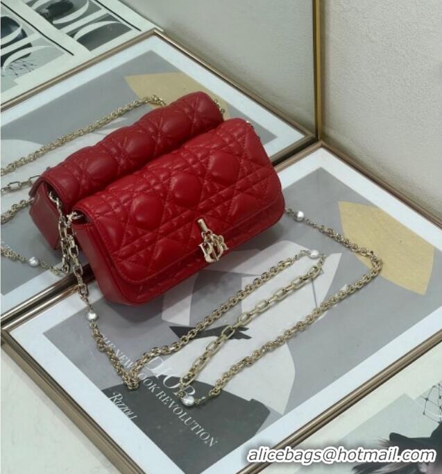 Fashion Discount Dior My Dior - Dior Talk Phone Pouch in Cannage Lambskin Leather 9134 Red 2025