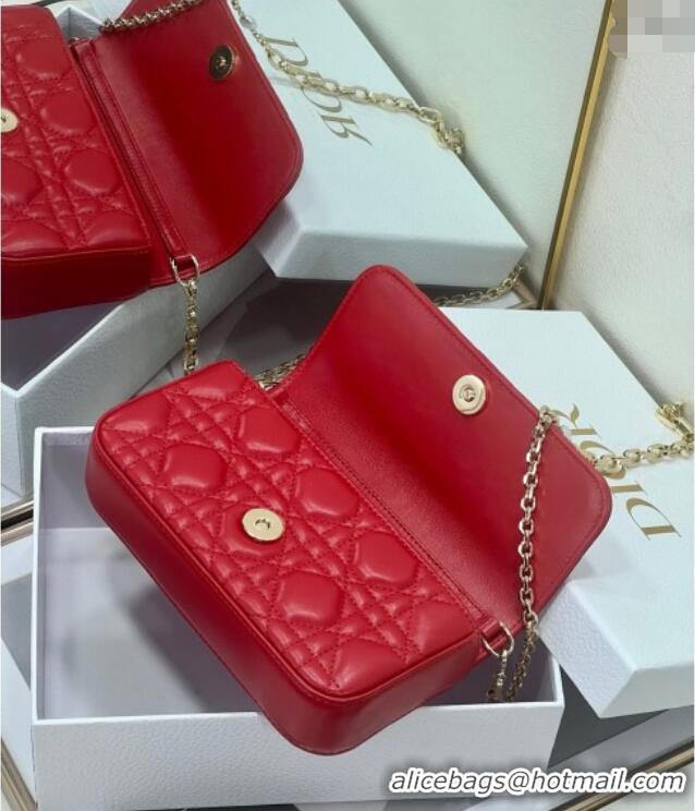 Fashion Discount Dior My Dior - Dior Talk Phone Pouch in Cannage Lambskin Leather 9134 Red 2025