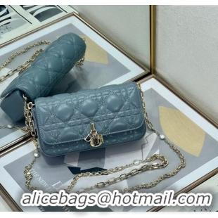 Good Quality Dior My Dior - Dior Talk Phone Pouch in Cannage Lambskin Leather 9134 Dusty Blue 2025