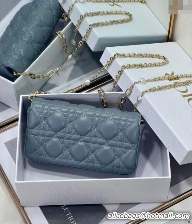 Good Quality Dior My Dior - Dior Talk Phone Pouch in Cannage Lambskin Leather 9134 Dusty Blue 2025