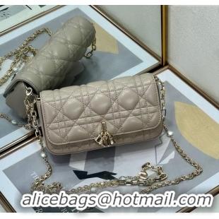 Well Crafted Dior My Dior - Dior Talk Phone Pouch in Cannage Lambskin Leather 9134 Powder Beige 2025