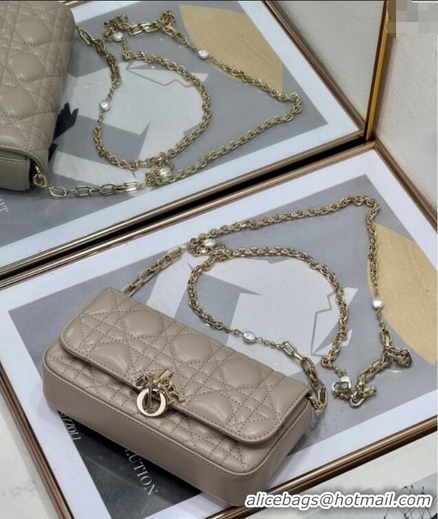 Well Crafted Dior My Dior - Dior Talk Phone Pouch in Cannage Lambskin Leather 9134 Powder Beige 2025