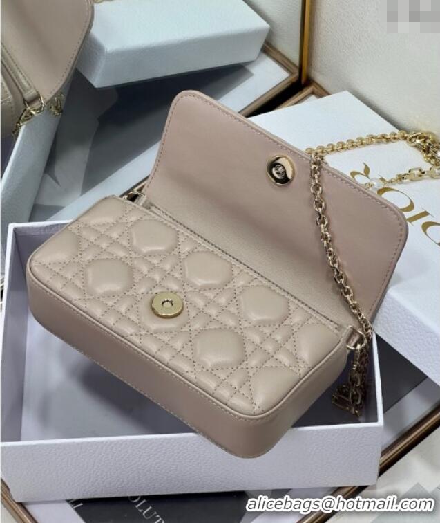 Well Crafted Dior My Dior - Dior Talk Phone Pouch in Cannage Lambskin Leather 9134 Powder Beige 2025