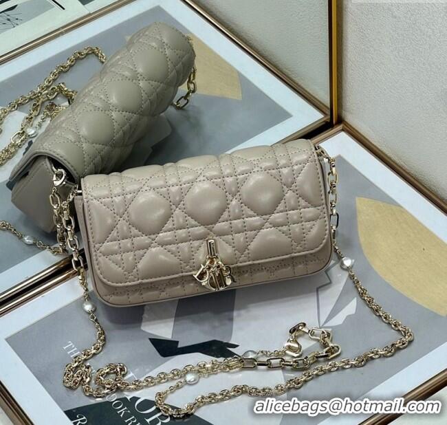 Well Crafted Dior My Dior - Dior Talk Phone Pouch in Cannage Lambskin Leather 9134 Powder Beige 2025