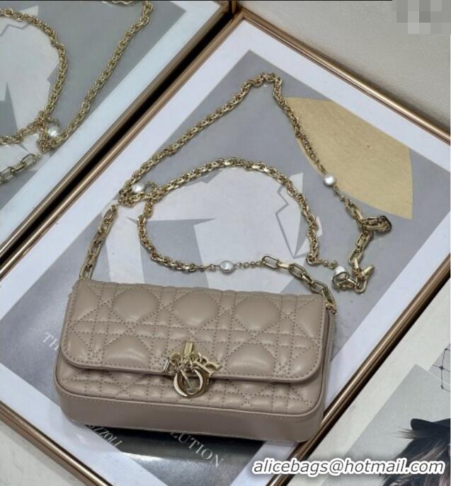 Well Crafted Dior My Dior - Dior Talk Phone Pouch in Cannage Lambskin Leather 9134 Powder Beige 2025