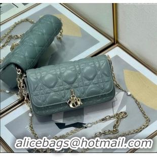 Fashion Discount Dior My Dior - Dior Talk Phone Pouch in Cannage Lambskin Leather 9134 Slate Grey 2025
