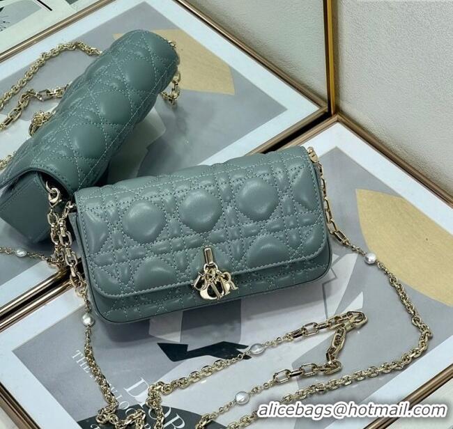 Fashion Discount Dior My Dior - Dior Talk Phone Pouch in Cannage Lambskin Leather 9134 Slate Grey 2025