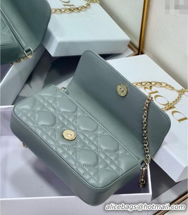 Fashion Discount Dior My Dior - Dior Talk Phone Pouch in Cannage Lambskin Leather 9134 Slate Grey 2025