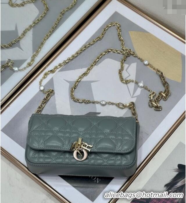 Fashion Discount Dior My Dior - Dior Talk Phone Pouch in Cannage Lambskin Leather 9134 Slate Grey 2025