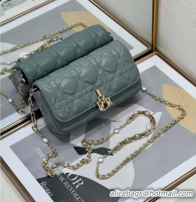 Fashion Discount Dior My Dior - Dior Talk Phone Pouch in Cannage Lambskin Leather 9134 Slate Grey 2025