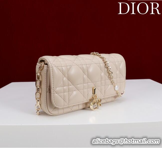 Pretty Style Dior My Dior - Dior Talk Phone Pouch in Cannage Lambskin Leather 9149 Nude 2025