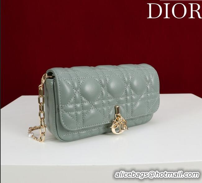 Well Crafted Dior My Dior - Dior Talk Phone Pouch in Cannage Lambskin Leather 9149 Dusty Green 2025