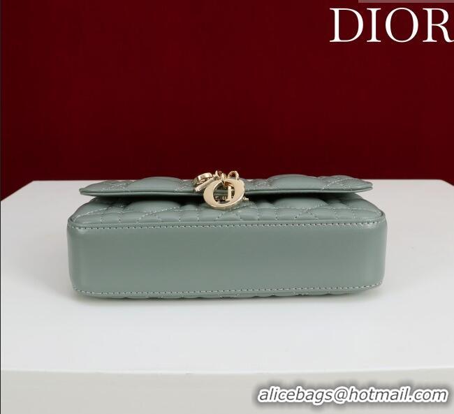 Well Crafted Dior My Dior - Dior Talk Phone Pouch in Cannage Lambskin Leather 9149 Dusty Green 2025
