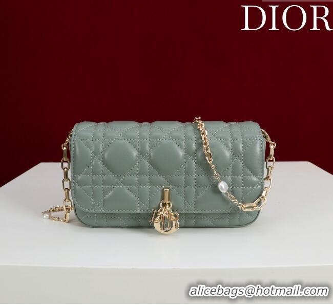 Well Crafted Dior My Dior - Dior Talk Phone Pouch in Cannage Lambskin Leather 9149 Dusty Green 2025