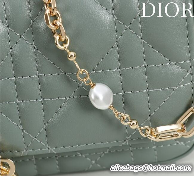 Well Crafted Dior My Dior - Dior Talk Phone Pouch in Cannage Lambskin Leather 9149 Dusty Green 2025