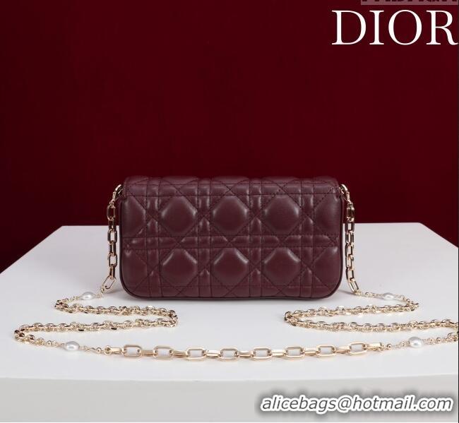 Good Quality Dior My Dior - Dior Talk Phone Pouch in Cannage Lambskin Leather 9149 Dark Burgundy 2025