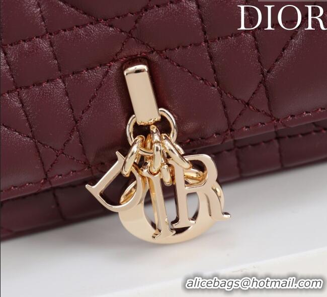 Good Quality Dior My Dior - Dior Talk Phone Pouch in Cannage Lambskin Leather 9149 Dark Burgundy 2025