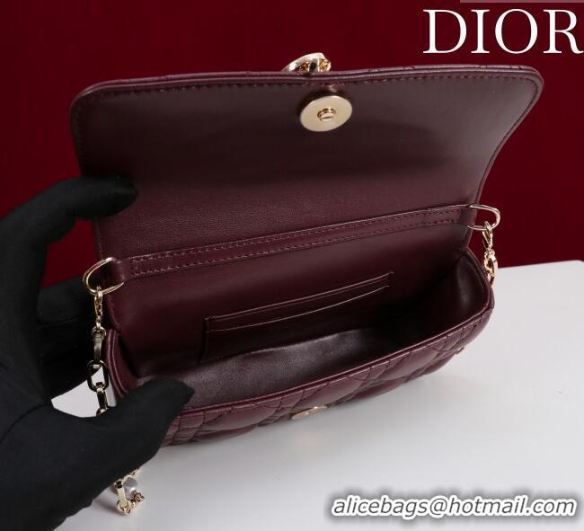 Good Quality Dior My Dior - Dior Talk Phone Pouch in Cannage Lambskin Leather 9149 Dark Burgundy 2025