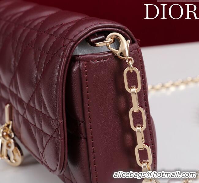 Good Quality Dior My Dior - Dior Talk Phone Pouch in Cannage Lambskin Leather 9149 Dark Burgundy 2025