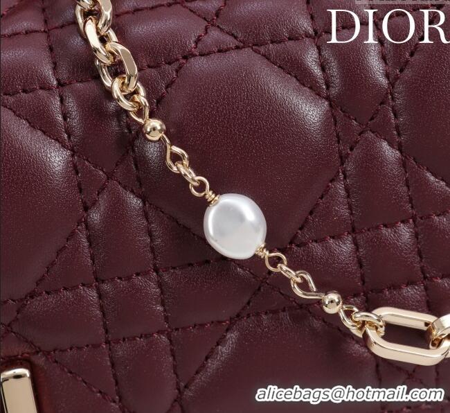 Good Quality Dior My Dior - Dior Talk Phone Pouch in Cannage Lambskin Leather 9149 Dark Burgundy 2025