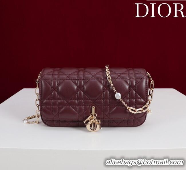 Good Quality Dior My Dior - Dior Talk Phone Pouch in Cannage Lambskin Leather 9149 Dark Burgundy 2025