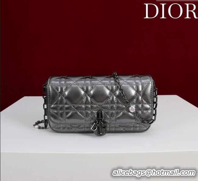 Market Sells Dior My Dior - Dior Talk Phone Pouch in Cannage Lambskin 9149 Grey/Black 2025
