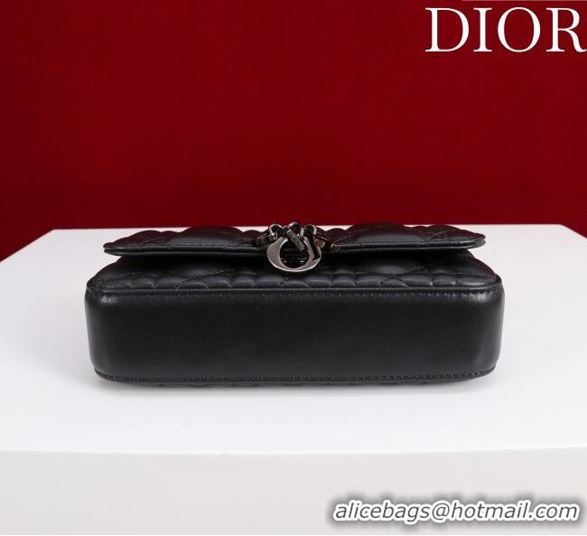 Luxury Classic Dior My Dior - Dior Talk Phone Pouch in Cannage Lambskin Leather 9149 All Black 2025