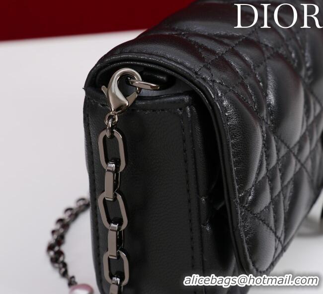 Luxury Classic Dior My Dior - Dior Talk Phone Pouch in Cannage Lambskin Leather 9149 All Black 2025