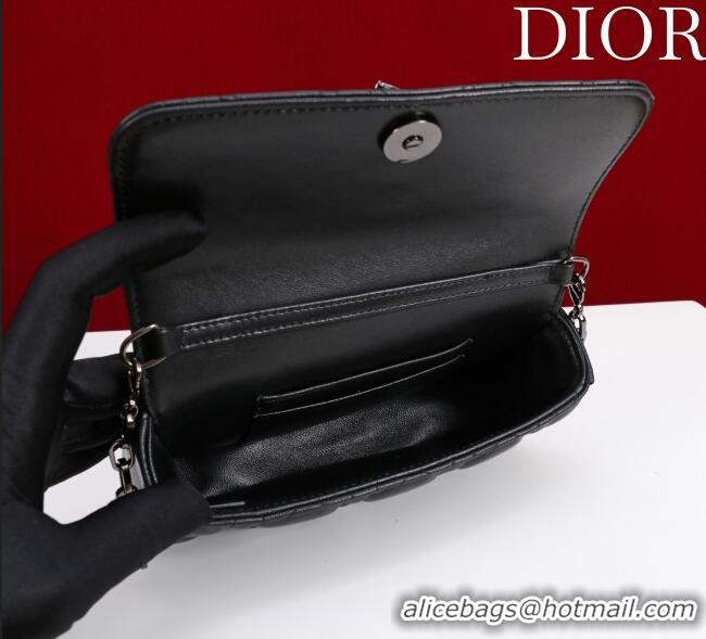 Luxury Classic Dior My Dior - Dior Talk Phone Pouch in Cannage Lambskin Leather 9149 All Black 2025