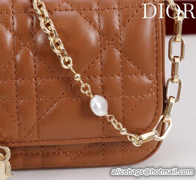 Buy Classic Dior My Dior - Dior Talk Phone Pouch in Cannage Lambskin Leather 9149 Brown 2025