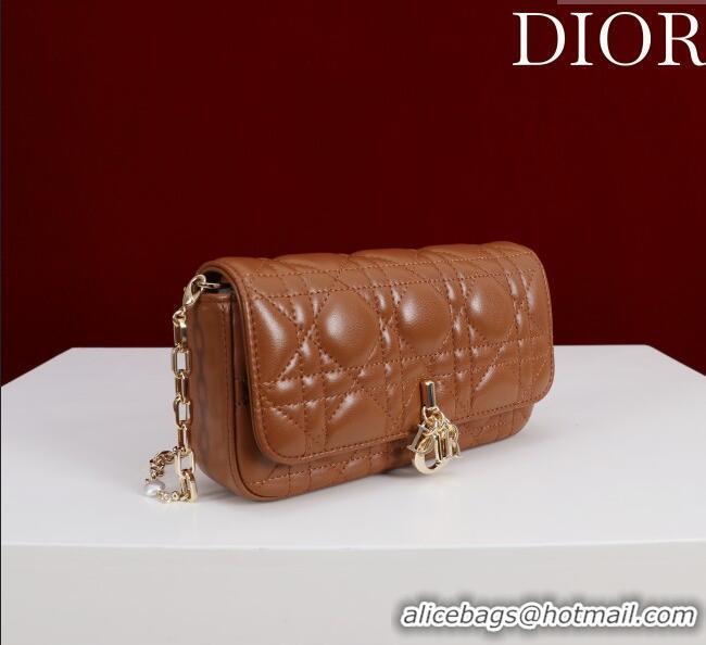 Buy Classic Dior My Dior - Dior Talk Phone Pouch in Cannage Lambskin Leather 9149 Brown 2025